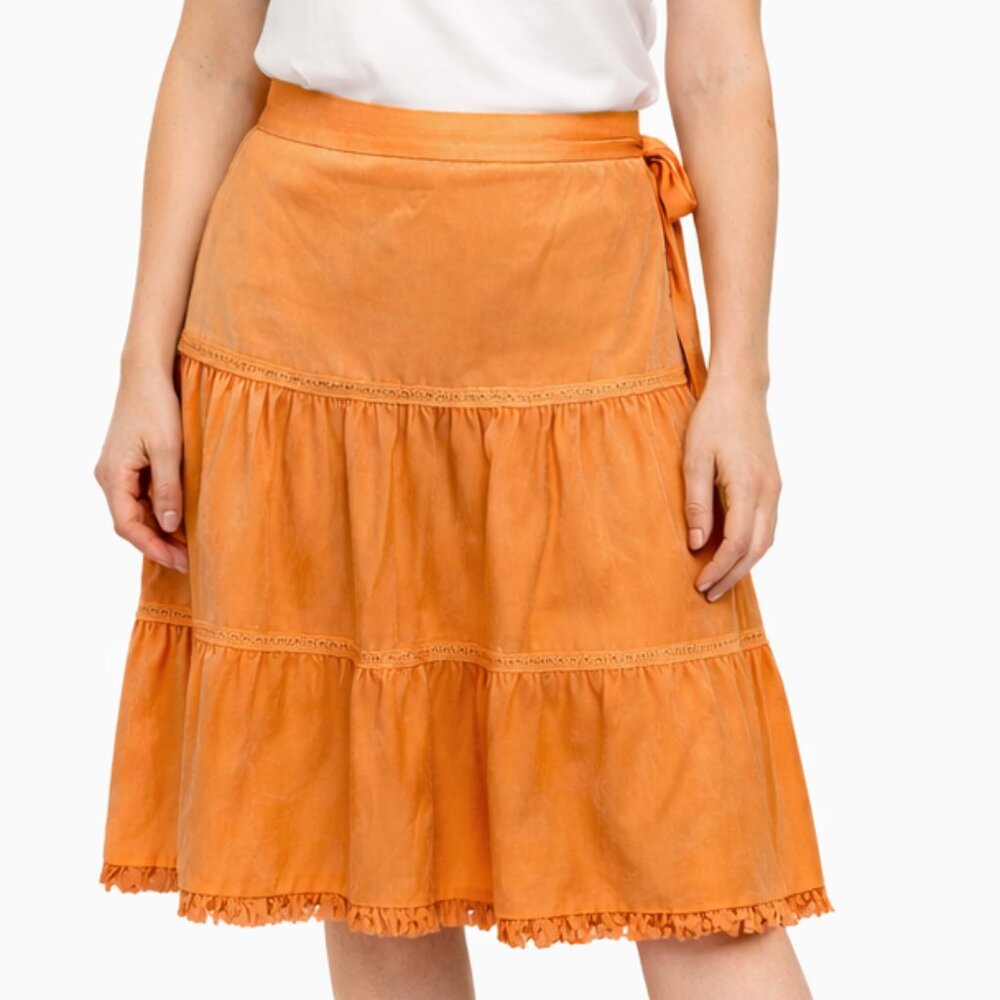 Orange Silk Slip Skirt Size 4 Banana Republic Cottage Core Dainty Feminine Silky